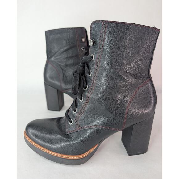 Naturalizer Callie Black Tumbled Leather Heeled Booties Size 9M EUC - Picture 2 of 10